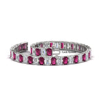 Load image into Gallery viewer, 14-ct-emerald-cut-pink-sapphire-tennis-diamond-bracelet-in-white-gold-FDBRC10449EMGSADRPIANGLE4-14.00CT-NL-WG.jpg