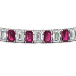 Load image into Gallery viewer, 14-ct-emerald-cut-pink-sapphire-tennis-diamond-bracelet-in-white-gold-FDBRC10449EMGSADRPIANGLE5-14.00CT-NL-WG.jpg