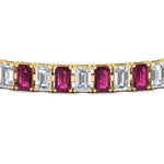 Load image into Gallery viewer, 14-ct-emerald-cut-pink-sapphire-tennis-diamond-bracelet-in-yellow-gold-FDBRC10449EMGSADRPIANGLE5-14.00CT-NL-YG.jpg