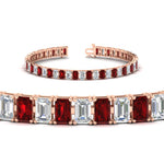 Load image into Gallery viewer, 14-ct-emerald-cut-ruby-tennis-diamond-bracelet-in-rose-gold-FDBRC10449EMGRUDRANGLE2-14.00CT-NL-RG.jpg