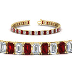Load image into Gallery viewer, 14-ct-emerald-cut-ruby-tennis-diamond-bracelet-in-yellow-gold-FDBRC10449EMGRUDRANGLE2-14.00CT-NL-YG.jpg
