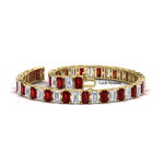 Load image into Gallery viewer, 14-ct-emerald-cut-ruby-tennis-diamond-bracelet-in-yellow-gold-FDBRC10449EMGRUDRANGLE4-14.00CT-NL-YG.jpg