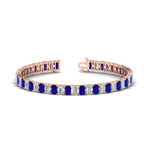 Load image into Gallery viewer, 14-ct-emerald-cut-sapphire-tennis-diamond-bracelet-in-rose-gold-FDBRC10449EMGSABL-14.00CT-NL-RG.jpg