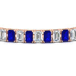 Load image into Gallery viewer, 14-ct-emerald-cut-sapphire-tennis-diamond-bracelet-in-rose-gold-FDBRC10449EMGSABLANGLE5-14.00CT-NL-RG.jpg