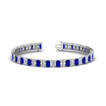 Load image into Gallery viewer, 14-ct-emerald-cut-sapphire-tennis-diamond-bracelet-in-white-gold-FDBRC10449EMGSABL-14.00CT-NL-WG.jpg