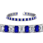 Load image into Gallery viewer, 14-ct-emerald-cut-sapphire-tennis-diamond-bracelet-in-white-gold-FDBRC10449EMGSABLANGLE2-14.00CT-NL-WG.jpg