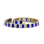 Load image into Gallery viewer, 14-ct-emerald-cut-sapphire-tennis-diamond-bracelet-in-yellow-gold-FDBRC10449EMGSABLANGLE4-14.00CT-NL-YG.jpg