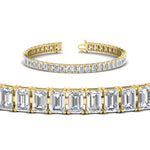 Load image into Gallery viewer, 14-ct-emerald-cut-tennis-diamond-bracelet-in-yellow-gold-FDBRC10449EMANGLE2-14.00CT-NL-YG.jpg