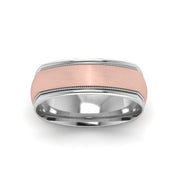 Two Tone Milgrain Square Mens Band Ring