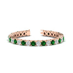 Load image into Gallery viewer, 15-ct.exclusive-diamond-tennis-bracelet-with-emerald-in-rose-gold-FDBRC8635ROGEMGR-15.00_20CT-NL-RG