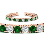 Load image into Gallery viewer, 15-ct.exclusive-diamond-tennis-bracelet-with-emerald-in-rose-gold-FDBRC8635ROGEMGRANGLE2-15.00_20CT-NL-RG