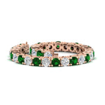 Load image into Gallery viewer, 15-ct.exclusive-diamond-tennis-bracelet-with-emerald-in-rose-gold-FDBRC8635ROGEMGRANGLE4-15.00_20CT-NL-RG