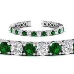 Load image into Gallery viewer, 15-ct.exclusive-diamond-tennis-bracelet-with-emerald-in-white-gold-FDBRC8635ROGEMGRANGLE2-15.00_20CT-NL-WG