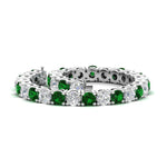 Load image into Gallery viewer, 15-ct.exclusive-diamond-tennis-bracelet-with-emerald-in-white-gold-FDBRC8635ROGEMGRANGLE4-15.00_20CT-NL-WG