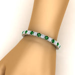Load image into Gallery viewer, 15-ct.exclusive-diamond-tennis-bracelet-with-emerald-in-white-gold-FDBRC8635ROGEMGRHAND-15.00_20CT-NL-WG
