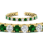 Load image into Gallery viewer, 15-ct.exclusive-diamond-tennis-bracelet-with-emerald-in-yellow-gold-FDBRC8635ROGEMGRANGLE2-15.00_20CT-NL-YG