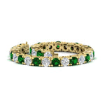 Load image into Gallery viewer, 15-ct.exclusive-diamond-tennis-bracelet-with-emerald-in-yellow-gold-FDBRC8635ROGEMGRANGLE4-15.00_20CT-NL-YG