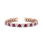 Load image into Gallery viewer, 15-ct.exclusive-diamond-tennis-bracelet-with-pink-sapphire-in-rose-gold-FDBRC8635ROGSADRPI-15.00_20CT-NL-RG
