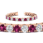 Load image into Gallery viewer, 15-ct.exclusive-diamond-tennis-bracelet-with-pink-sapphire-in-rose-gold-FDBRC8635ROGSADRPIANGLE2-15.00_20CT-NL-RG