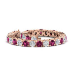 Load image into Gallery viewer, 15-ct.exclusive-diamond-tennis-bracelet-with-pink-sapphire-in-rose-gold-FDBRC8635ROGSADRPIANGLE4-15.00_20CT-NL-RG