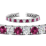 Load image into Gallery viewer, 15-ct.exclusive-diamond-tennis-bracelet-with-pink-sapphire-in-white-gold-FDBRC8635ROGSADRPIANGLE2-15.00_20CT-NL-WG