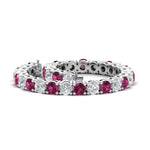 Load image into Gallery viewer, 15-ct.exclusive-diamond-tennis-bracelet-with-pink-sapphire-in-white-gold-FDBRC8635ROGSADRPIANGLE4-15.00_20CT-NL-WG