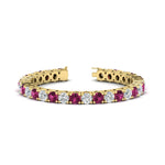 Load image into Gallery viewer, 15-ct.exclusive-diamond-tennis-bracelet-with-pink-sapphire-in-yellow-gold-FDBRC8635ROGSADRPI-15.00_20CT-NL-YG