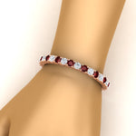 Load image into Gallery viewer, 15-ct.exclusive-diamond-tennis-bracelet-with-ruby-in-rose-gold-FDBRC8635ROGRUDRHAND-15.00_20CT-NL-RG