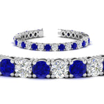 Load image into Gallery viewer, 15-ct.exclusive-diamond-tennis-bracelet-with-sapphire-in-white-gold-FDBRC8635ROGSABLANGLE2-15.00_20CT-NL-WG