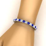 Load image into Gallery viewer, 15-ct.exclusive-diamond-tennis-bracelet-with-sapphire-in-white-gold-FDBRC8635ROGSABLHAND-15.00_20CT-NL-WG