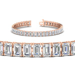 Load image into Gallery viewer, 17-ct-emerald-cut-tennis-diamond-bracelet-basket-set-in-rose-gold-FDBRC10449EMANGLE2-17.00CT-NL-RG.jpg