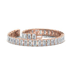 Load image into Gallery viewer, 17-ct-emerald-cut-tennis-diamond-bracelet-basket-set-in-rose-gold-FDBRC10449EMANGLE4-17.00CT-NL-RG.jpg