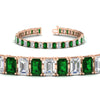 Load image into Gallery viewer, 17-ct-emerald-cut-tennis-diamond-bracelet-basket-set-with-emerald-in-rose-gold-FDBRC10449EMGEMGRANGLE2-17.00CT-NL-RG.jpg