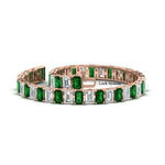 Load image into Gallery viewer, 17-ct-emerald-cut-tennis-diamond-bracelet-basket-set-with-emerald-in-rose-gold-FDBRC10449EMGEMGRANGLE4-17.00CT-NL-RG.jpg