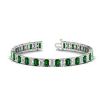 Load image into Gallery viewer, 17-ct-emerald-cut-tennis-diamond-bracelet-basket-set-with-emerald-in-white-gold-FDBRC10449EMGEMGR-17.00CT-NL-WG.jpg