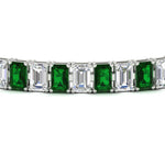 Load image into Gallery viewer, 17-ct-emerald-cut-tennis-diamond-bracelet-basket-set-with-emerald-in-white-gold-FDBRC10449EMGEMGRANGLE5-17.00CT-NL-WG.jpg