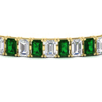 Load image into Gallery viewer, 17-ct-emerald-cut-tennis-diamond-bracelet-basket-set-with-emerald-in-yellow-gold-FDBRC10449EMGEMGRANGLE5-17.00CT-NL-YG.jpg