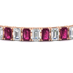 Load image into Gallery viewer, 17-ct-emerald-cut-tennis-diamond-bracelet-basket-set-with-pink-sapphire-in-rose-gold-FDBRC10449EMGSADRPIANGLE5-17.00CT-NL-RG.jpg