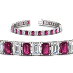 Load image into Gallery viewer, 17-ct-emerald-cut-tennis-diamond-bracelet-basket-set-with-pink-sapphire-in-white-gold-FDBRC10449EMGSADRPIANGLE2-17.00CT-NL-WG.jpg