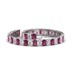 Load image into Gallery viewer, 17-ct-emerald-cut-tennis-diamond-bracelet-basket-set-with-pink-sapphire-in-white-gold-FDBRC10449EMGSADRPIANGLE4-17.00CT-NL-WG.jpg