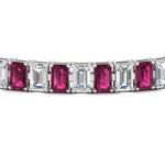 Load image into Gallery viewer, 17-ct-emerald-cut-tennis-diamond-bracelet-basket-set-with-pink-sapphire-in-white-gold-FDBRC10449EMGSADRPIANGLE5-17.00CT-NL-WG.jpg