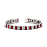 Load image into Gallery viewer, 17-ct-emerald-cut-tennis-diamond-bracelet-basket-set-with-ruby-in-white-gold-FDBRC10449EMGRUDR-17.00CT-NL-WG.jpg