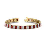 Load image into Gallery viewer, 17-ct-emerald-cut-tennis-diamond-bracelet-basket-set-with-ruby-in-yellow-gold-FDBRC10449EMGRUDR-17.00CT-NL-YG.jpg