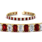 Load image into Gallery viewer, 17-ct-emerald-cut-tennis-diamond-bracelet-basket-set-with-ruby-in-yellow-gold-FDBRC10449EMGRUDRANGLE2-17.00CT-NL-YG.jpg