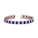 Load image into Gallery viewer, 17-ct-emerald-cut-tennis-diamond-bracelet-basket-set-with-sapphire-in-rose-gold-FDBRC10449EMGSABL-17.00CT-NL-RG.jpg