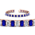 Load image into Gallery viewer, 17-ct-emerald-cut-tennis-diamond-bracelet-basket-set-with-sapphire-in-rose-gold-FDBRC10449EMGSABLANGLE2-17.00CT-NL-RG.jpg