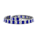 Load image into Gallery viewer, 17-ct-emerald-cut-tennis-diamond-bracelet-basket-set-with-sapphire-in-white-gold-FDBRC10449EMGSABLANGLE4-17.00CT-NL-WG.jpg