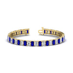 Load image into Gallery viewer, 17-ct-emerald-cut-tennis-diamond-bracelet-basket-set-with-sapphire-in-yellow-gold-FDBRC10449EMGSABL-17.00CT-NL-YG.jpg