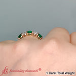 Load image into Gallery viewer, 1_Ct._diamond_And_Emerald_Five_Stone_Wedding_Band_In_14K_Yellow_Gold-FD8008ROB-1.00_CT-7