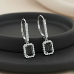 Load image into Gallery viewer, 1_carat_emerald_cut_drop_halo_lever_back_earrings